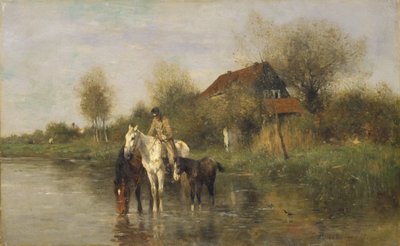 Caballos en el agua, 1877 de Thomas Ludwig Herbst